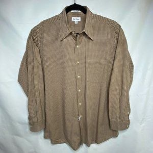 Paul Fredrick Men"s Check Long Sleeve Shirt 17 34 Pocket 100% Broadcloth